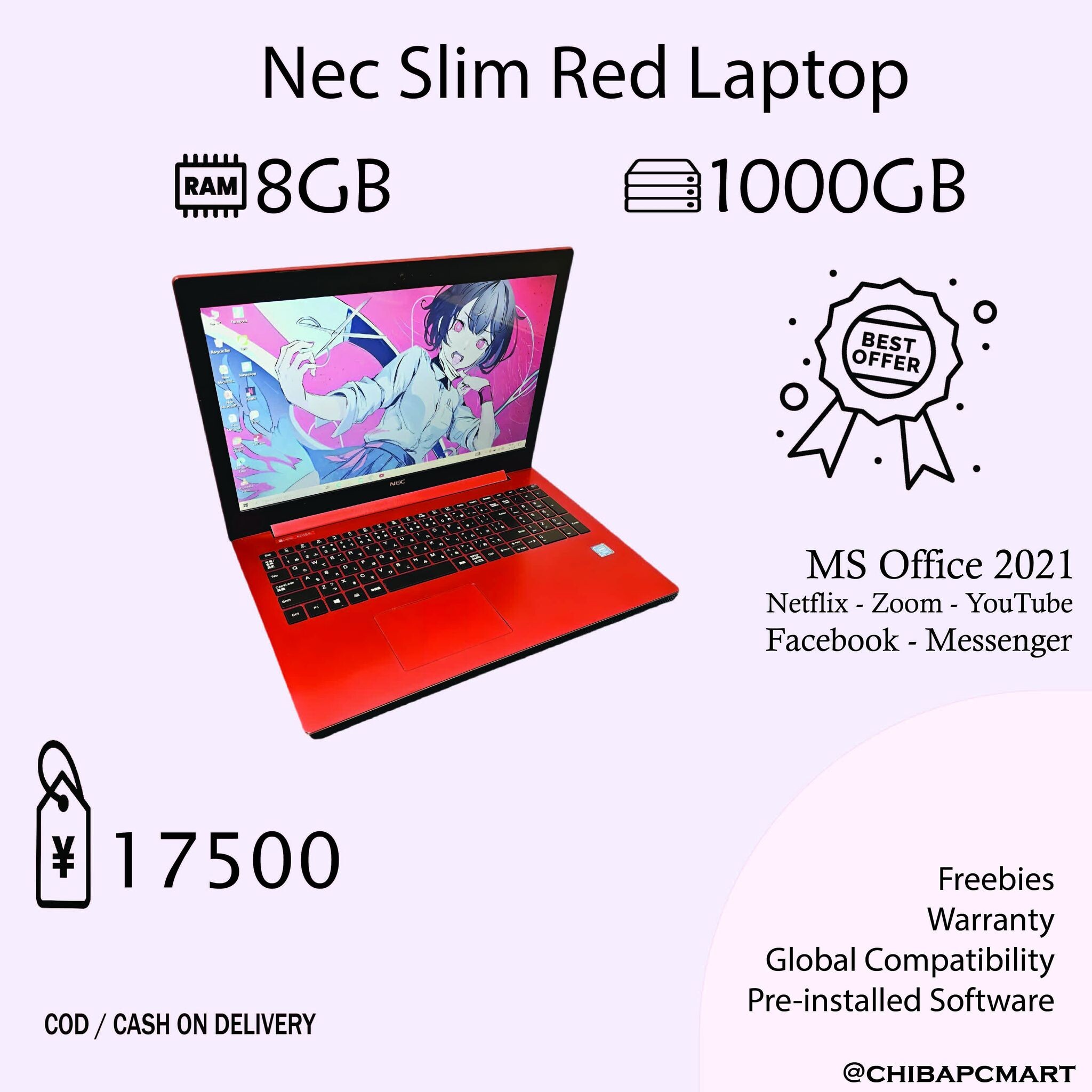 Laptops | [ Red ] NEC LaVie Note Standard PC-NS150CAW Laptop ( Used ) |  Chiba PC Mart